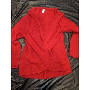 J. Jill Sweater Wool Blend Open Front Cardigan Red Size Medium‎
